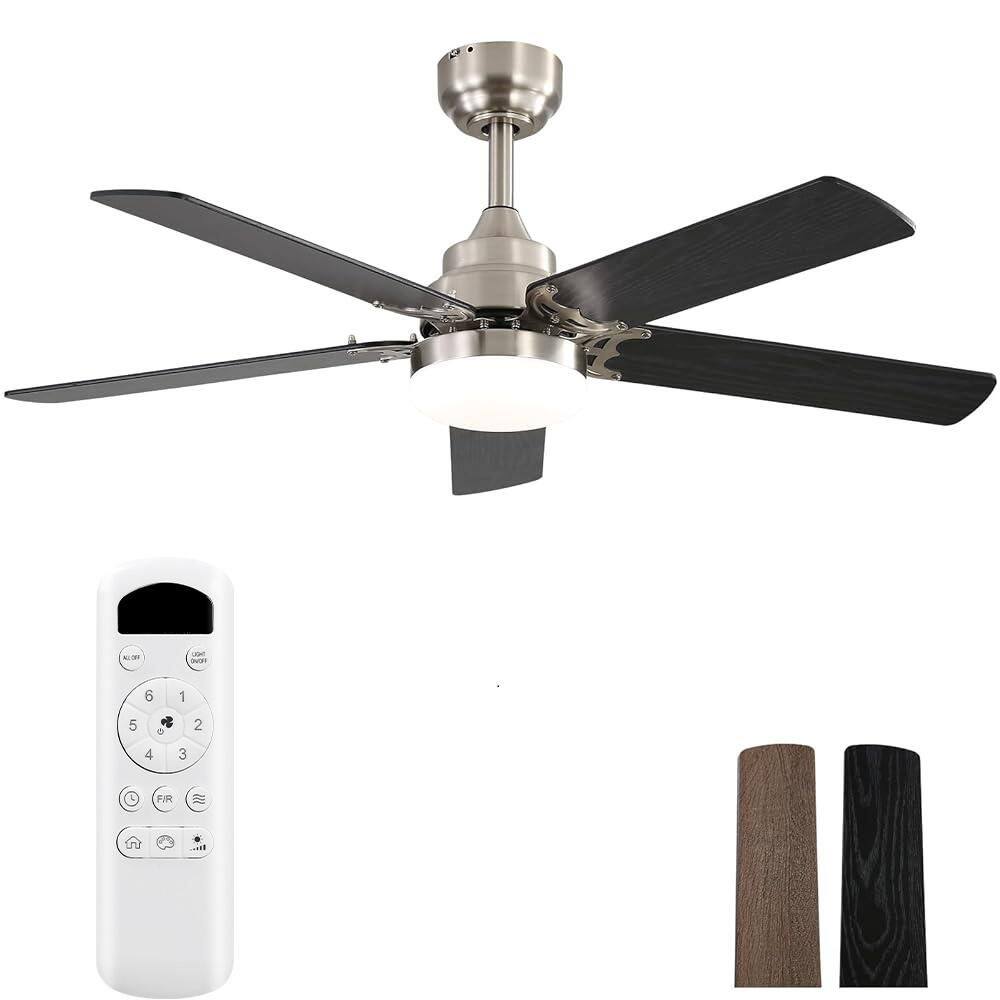 42 in. Brushed Nickel 5 Blades Downrod Standard Ceiling Fan with LED Light and Remote Included for Bedroom and Any Room price history on PriceWatchPro