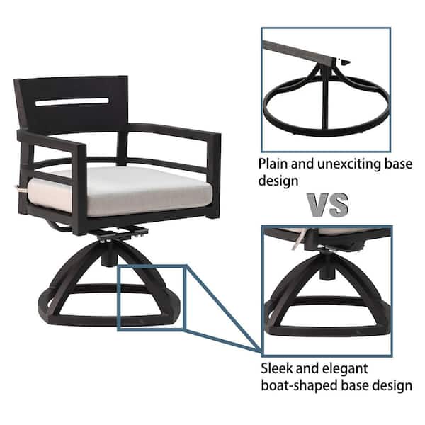Cavallo 7-Piece Aluminum Outdoor Dining Set with Swivel Rocking Chairs Sunbrella Cushions