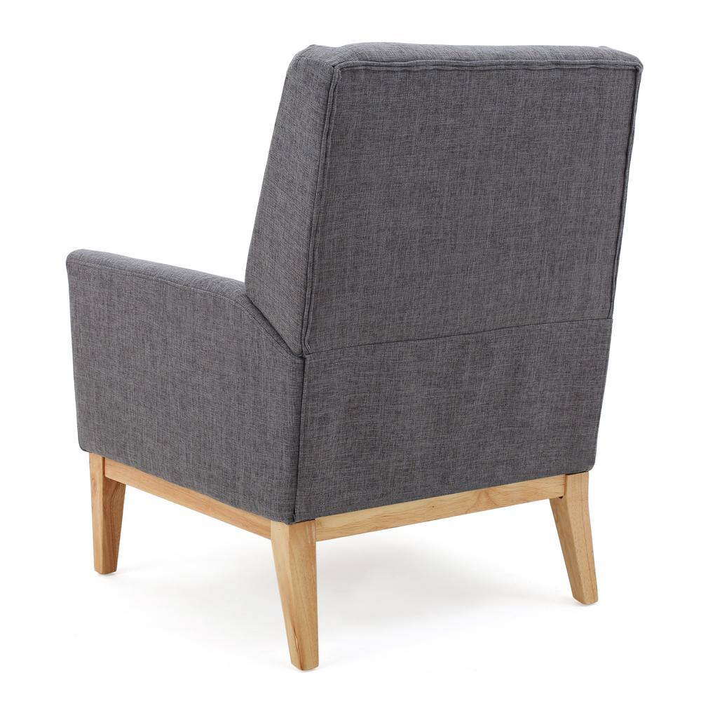 Aurla Light Gray Fabric Accent Chair with Natural Rubber Wood Legs