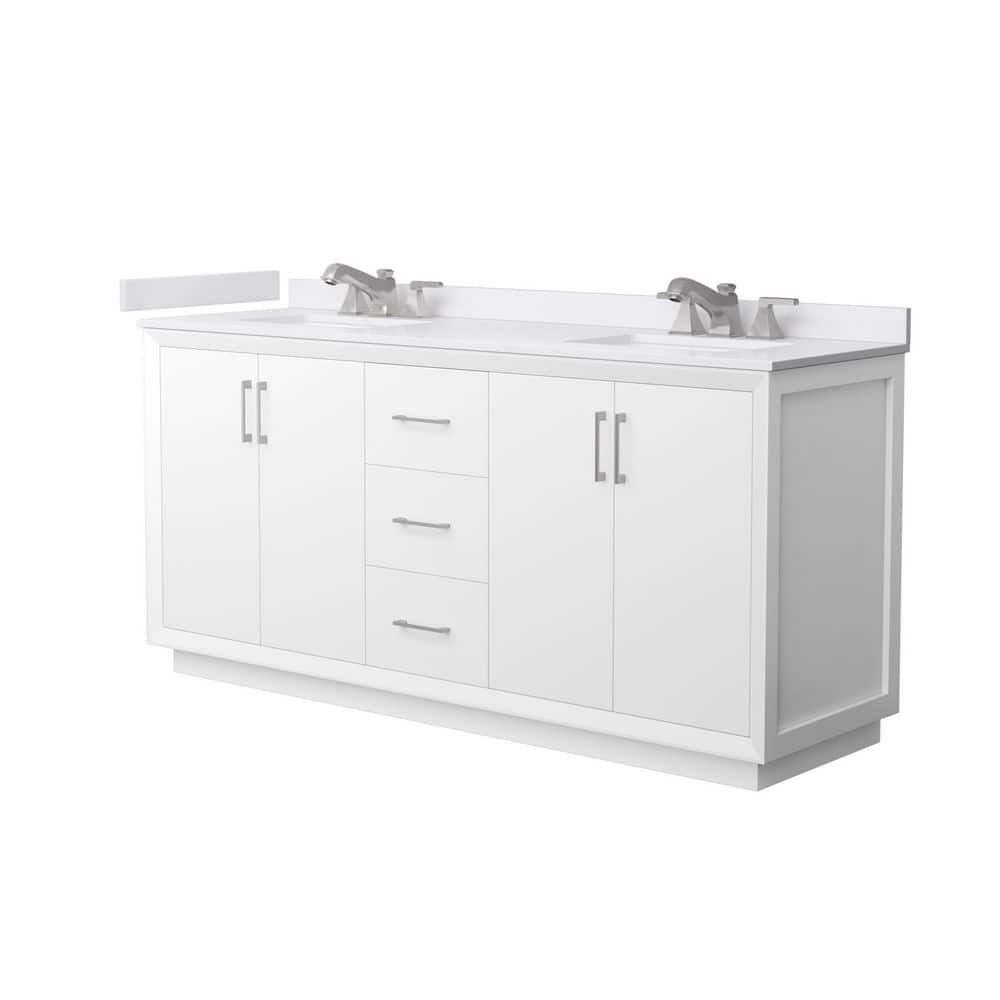 Strada 72 in. Double Freestanding White Bath Vanity with White Cultured Marble Top Assembled price history on PriceWatchPro