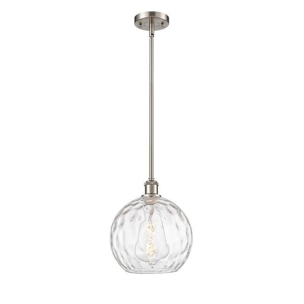 Athens Water Glass 1-Light Brushed Satin Nickel Globe Pendant Light with Clear Water Glass Shade