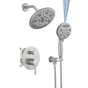 Single Handle 8-Spray Round Shower Faucet 2.5 GPM with 180 Degree Swivel in. Brushed Nickel (Valve Included)