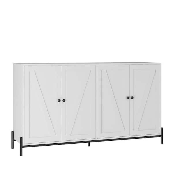 Unbranded 61.00 in. W x 15.74 in. D x 35.82 in. H White Linen Cabinet Sideboard Storage Cabinet with 2 Cabinet, 4 Doors