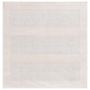 Melody Ivory/Grey 7 ft. x 7 ft. Striped Square Area Rug