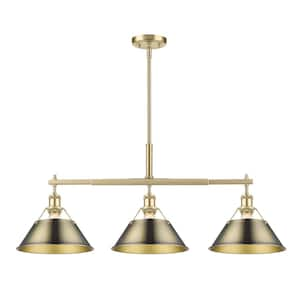 Orwell 100-Watt 3-Light Brushed Champagne Bronze and Aged Brass Linear Pendant Light