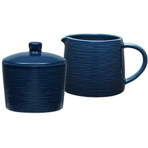 Colorscapes Navy-on-Navy Swirl (Blue) Porcelain Sugar and Creamer Set