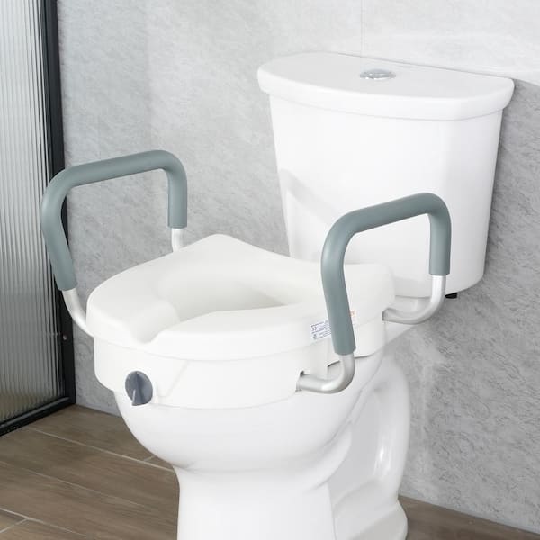 Raised Toilet Seat Round 5 in. Height Raised 350 lbs. Weight Capacity Front Toilet Seat in white