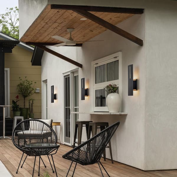 ZYZWMB Black Integrated LED Outdoor Up and Down Wall Sconce