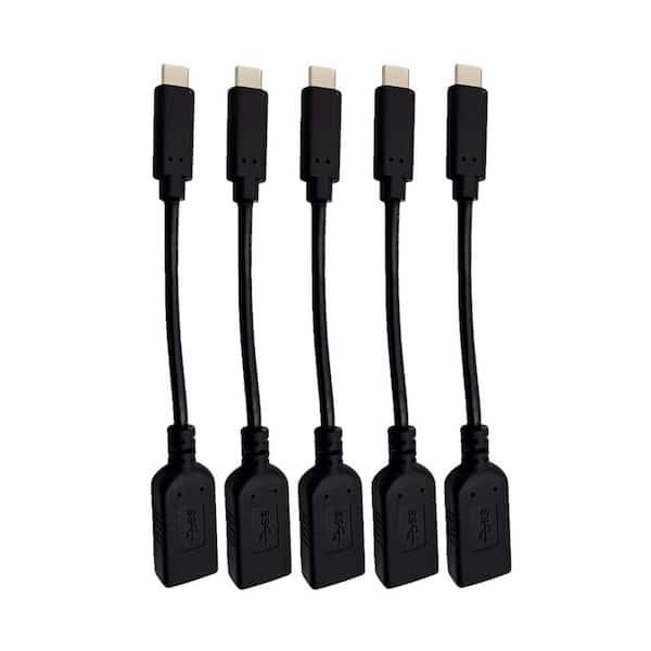 USB 3.1 Type C-Male to USB Type A-Female Adapter Black (5-Pack)