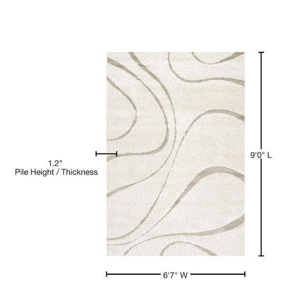 nuLOOM Carolyn Contemporary Curves Shag Cream 7 ft. x 9 ft