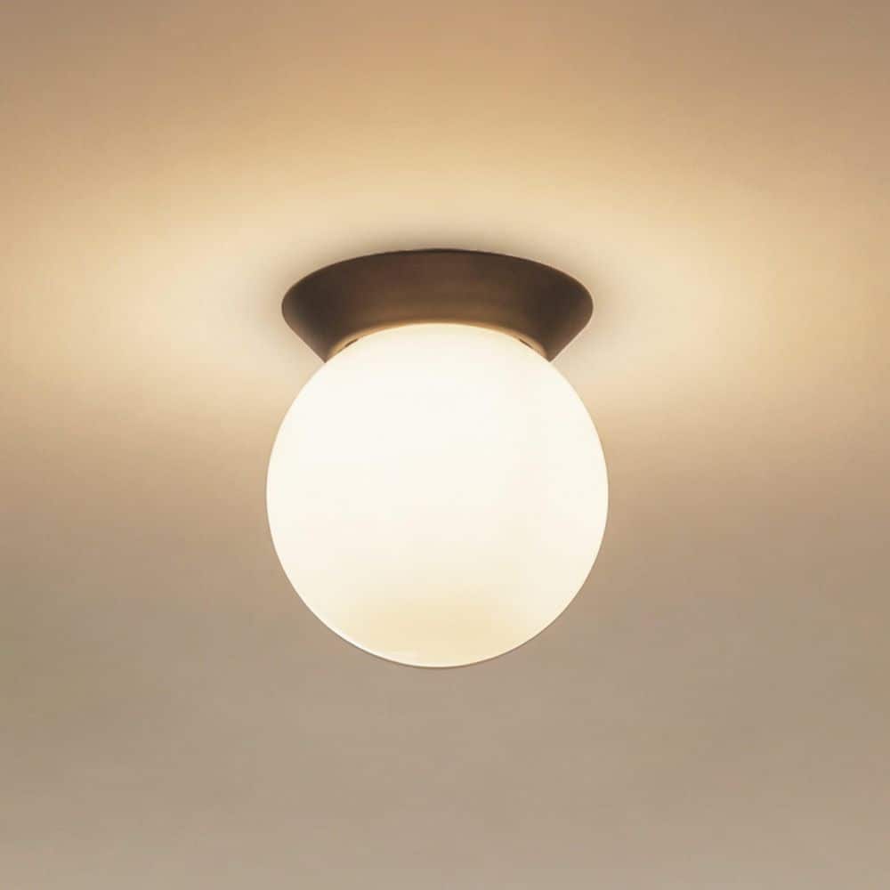 Stel 8-inch Globe 1-light Matte Black Flush Mount with Etched Opal Glass Shade For Foyers price history on PriceWatchPro
