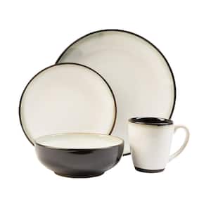 Thomson Pottery Duo Quadro 16-Piece Casual Black and White Ceramic  Dinnerware Set (Service for 4)-202306 - The Home Depot
