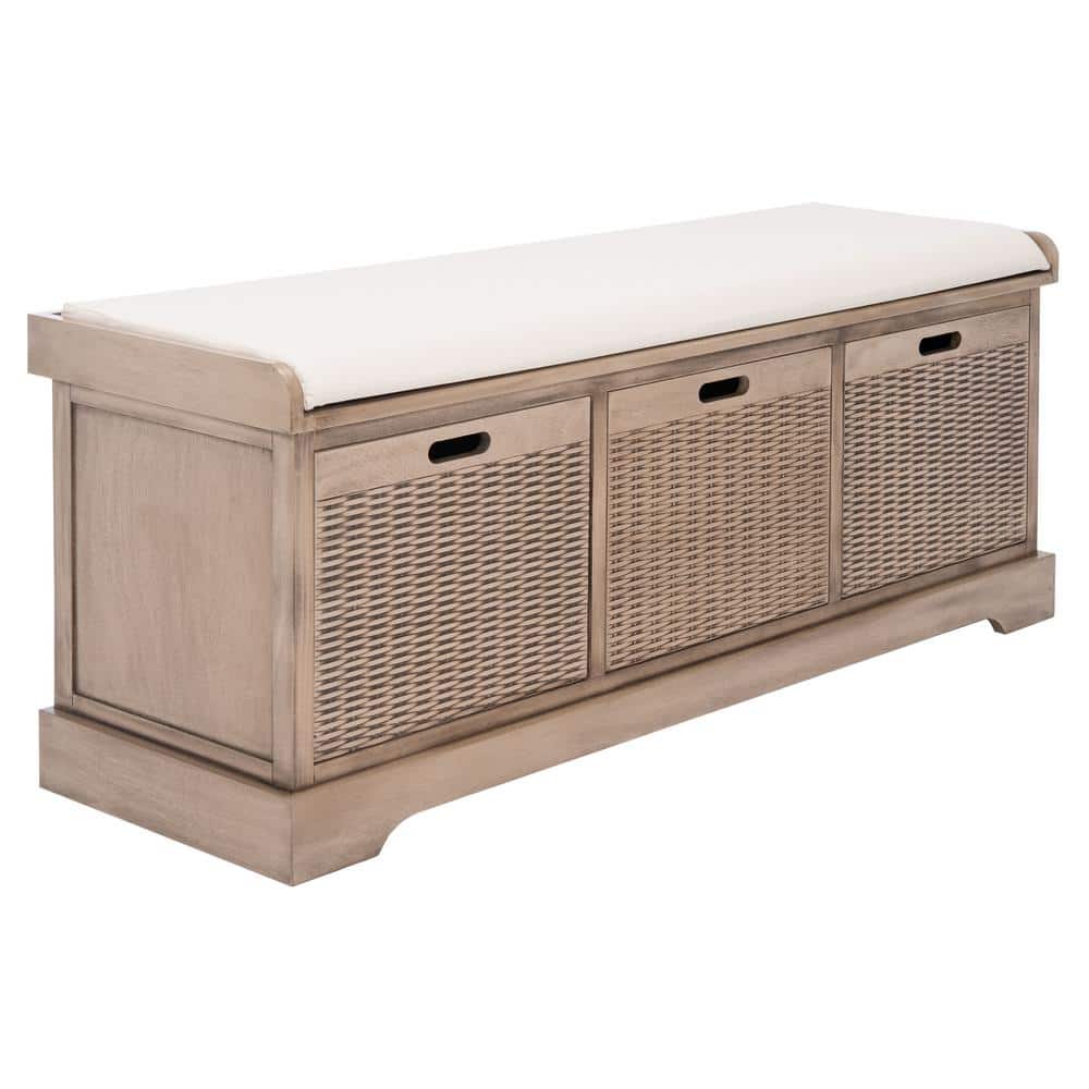Landers Sand Cushioned 3-Drawer Storage Bench