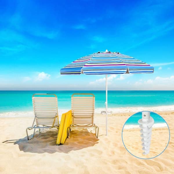 Clihome 7.2 ft. Steel Portable Outdoor Beach Umbrella in Blue with