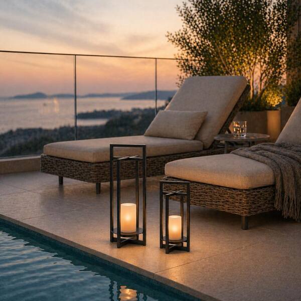 ALOA DECOR H18\u0026quot; Solar\Powered Black Metal Outdoor Lantern