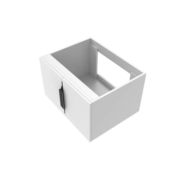 castellousa Alpine 23.63 in. W x 18.75 in. D x 14.38 in. H Bath Vanity Cabinet without Top in Matte White with Black Trim