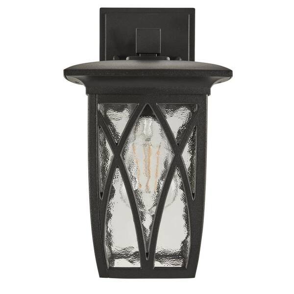 STANFORD LIGHTING Turin 1-Light Black Hardwired Outdoor Wall Lantern Sconce