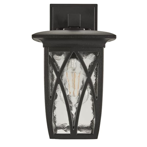 Turin 1-Light Black Hardwired Outdoor Wall Lantern Sconce