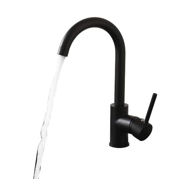 Single-Handle Gooseneck Kitchen Faucet in Matte Black