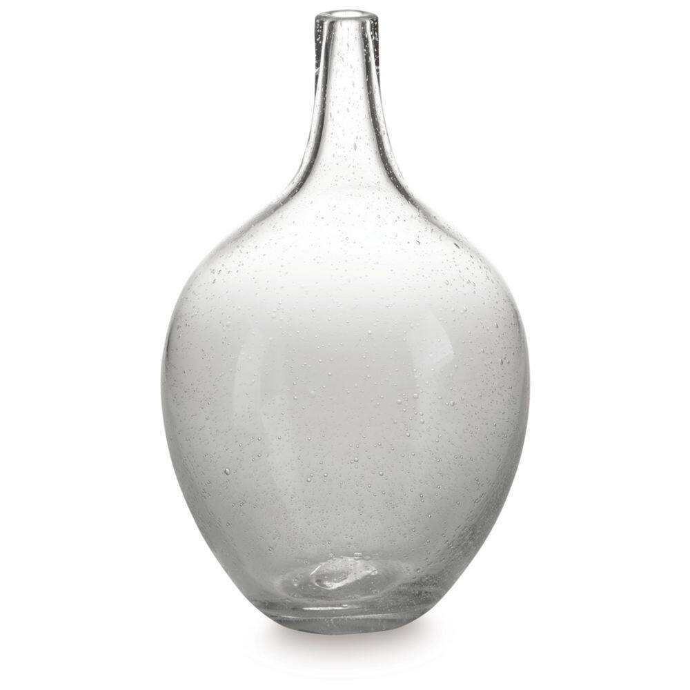 Clear Seeded Glass 10" Decorative Vase