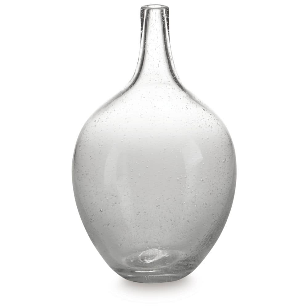 Clear Seeded Glass 10" Decorative Vase