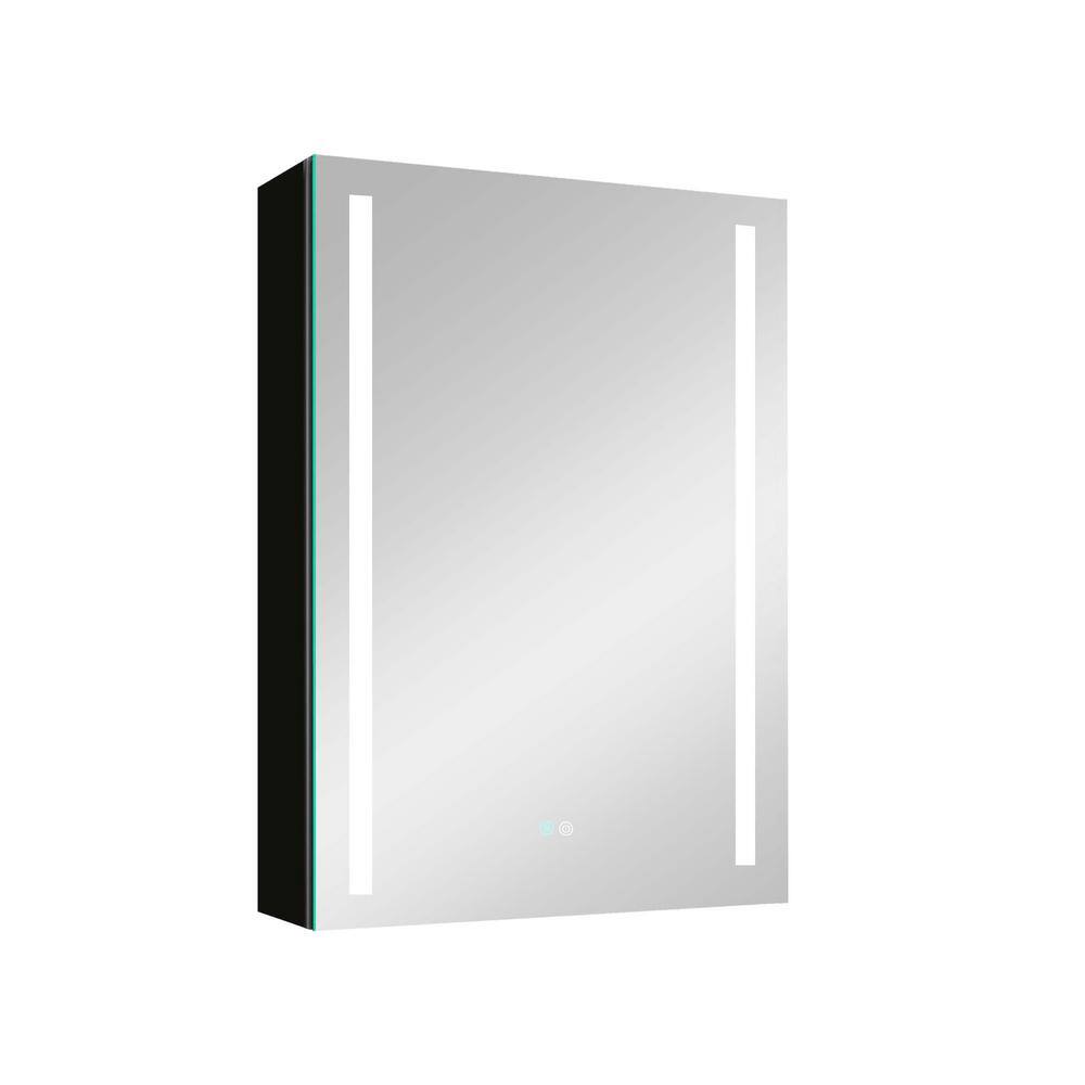 Anti-fog 20 in. W x 30 in. H Rectangular Aluminum Medicine Cabinet with Mirror In Black, LED Lighted Dimmable, Bathroom price history on PriceWatchPro