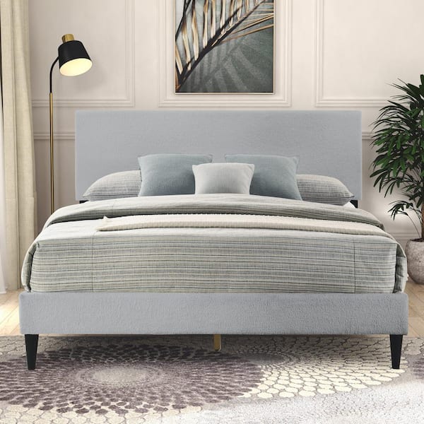 GALANO Bayson Brooklyn Gray Wood Frame Full Platform Bed with Headboard