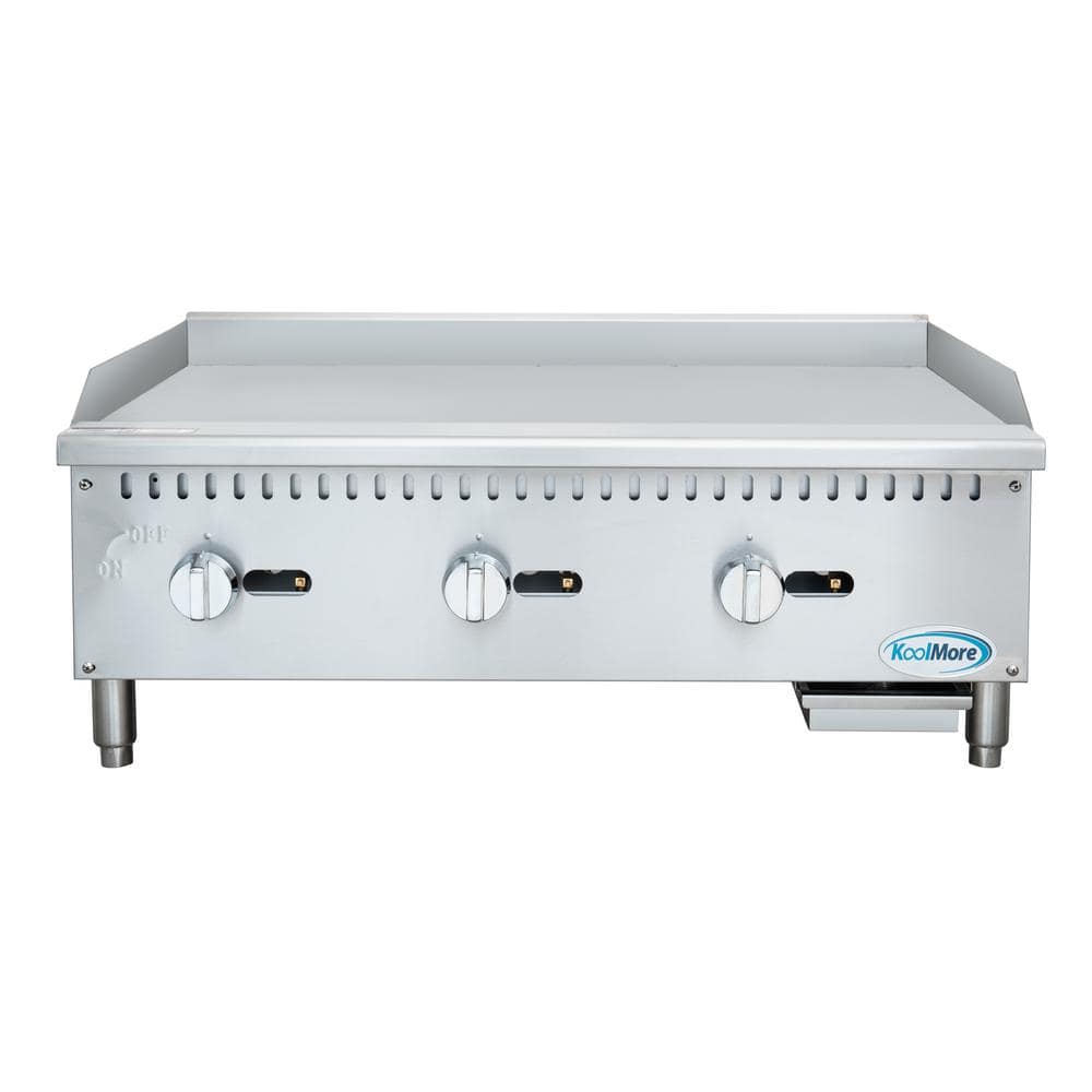 Koolmore Commercial 36 in. Natural Gas 3-Burner Griddle with 90,000 BTU ...