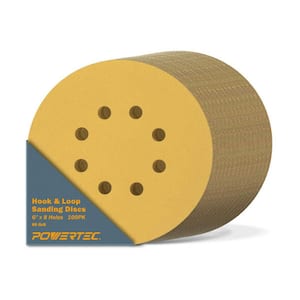 6 in. 8-Hole 60-Grit Gold Hook and Loop Sanding Disc (100-Pack)