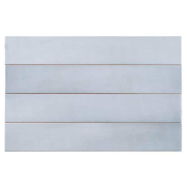 Fion Boyton Blue 2.5 in. x 16 in. Mediterranean-Inspired Subway Glossy Ceramic Wall Tile Sample