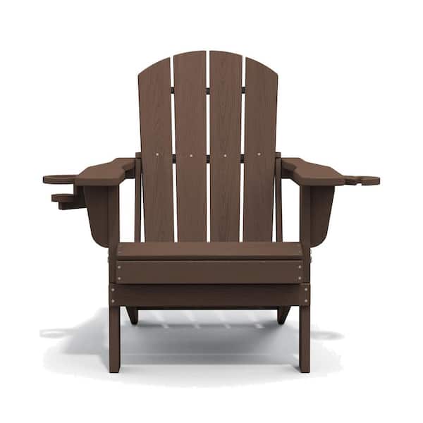 Unbranded Comfortable Coffee Brown Folding Composite Adirondack Chairs Without Cushion (Set of 1)