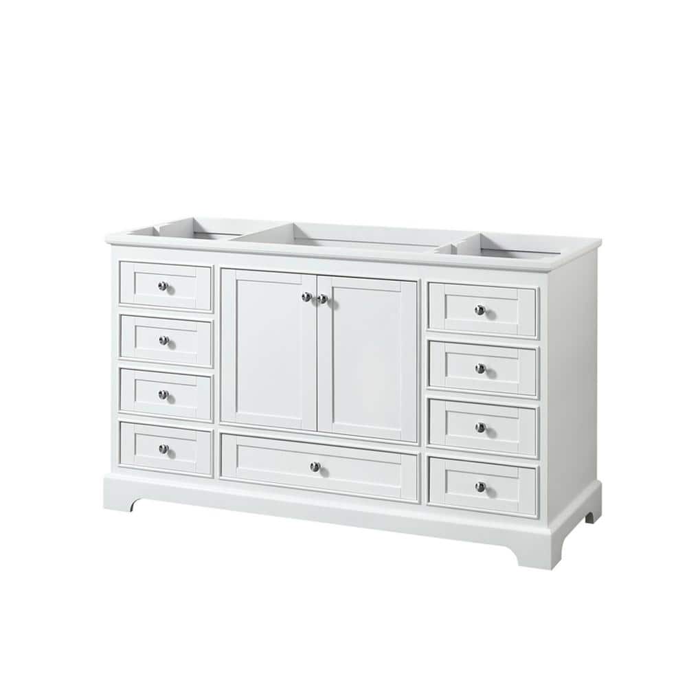 Deborah 59" White Wood Single Bathroom Vanity with Chrome Hardware