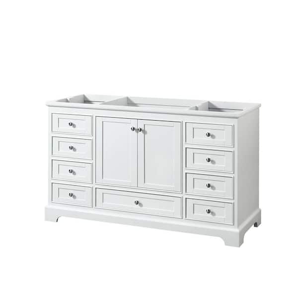 Wyndham Collection Deborah 59.25 in. W x 21.5 in. D Vanity Cabinet in White