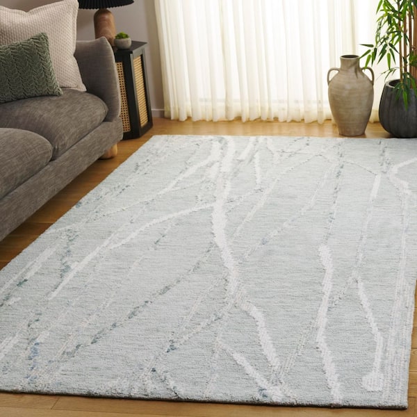 Harvest 6 ft. x 9 ft. Sage/Ivory High-Low Abstract Area Rug