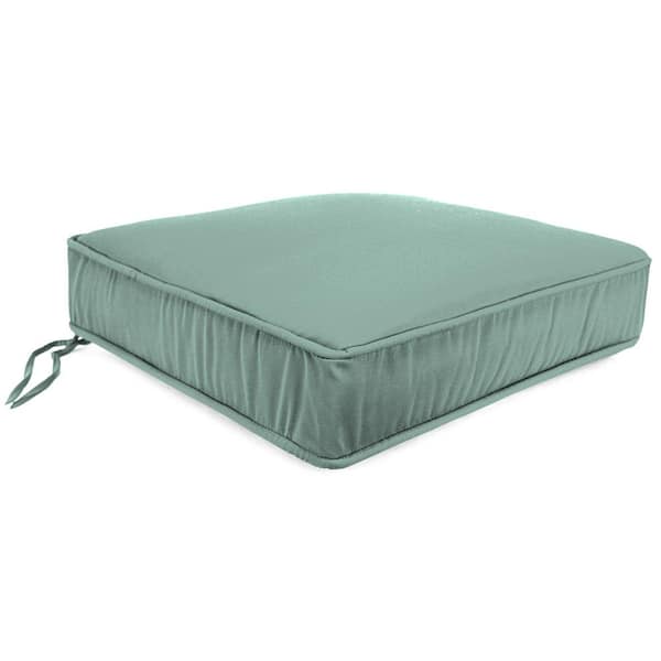 Jordan Manufacturing Sunbrella 22.5 in. x 21.5 in. Canvas Spa Solid Rectangular Boxed Edge Outdoor Deep Seat Cushion with Ties and Welt