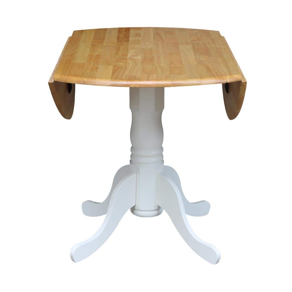 Cottage Charm Off-White Round Wood Extendable Dining Table