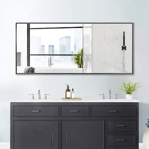 70 in. W x 30 in. H Large Rectangular Aluminum Framed Wall Mounted Bathroom Vanity Mirror in Black