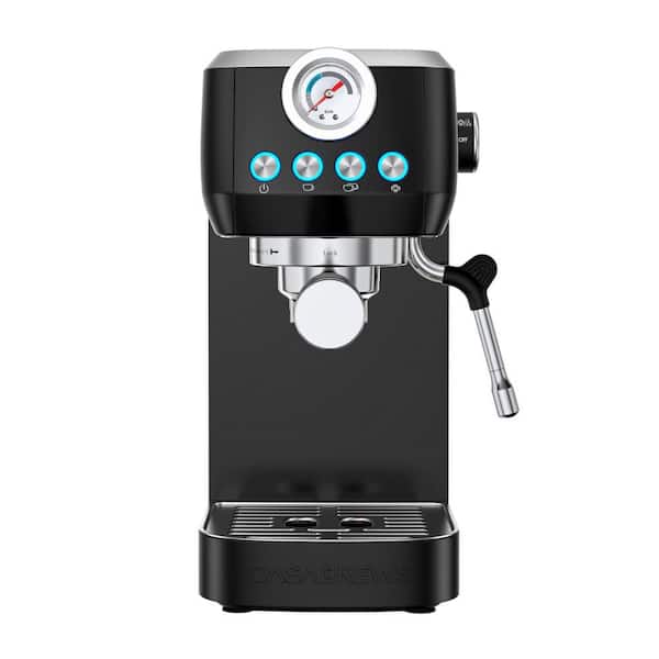 CASABREWS 2-Cups Black Stainless Steel Espresso Machine with Milk Frother