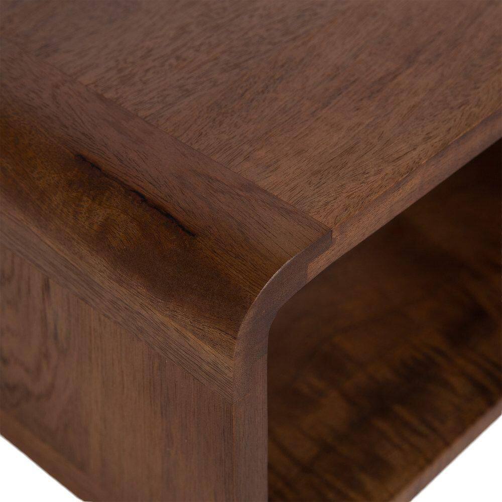 Deguara 18 in. Walnut Brown Rectangle Solid Wood End Table - thumbnail 5