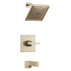 Zura 1-Handle Wall Mount Tub and Shower Faucet Trim Kit with H2Okinetic Spray in Champagne Bronze (Valve Not Included)