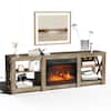 Karl home 70 in. Washed Gray TV Stand with Fireplace Fits TVs up to 70 in. Entertainment Center K1G52008468+51