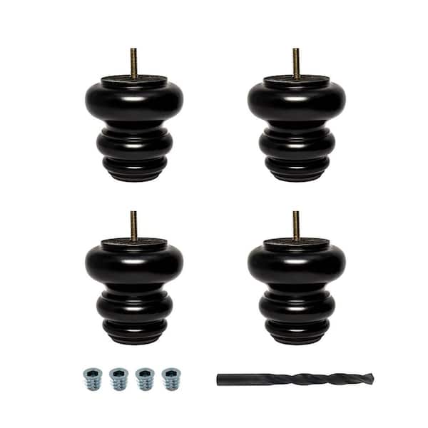 American Pro Decor 4 in. x 4 in. Stained Espresso Solid Hardwood Round Bun Foot (4-Pack)