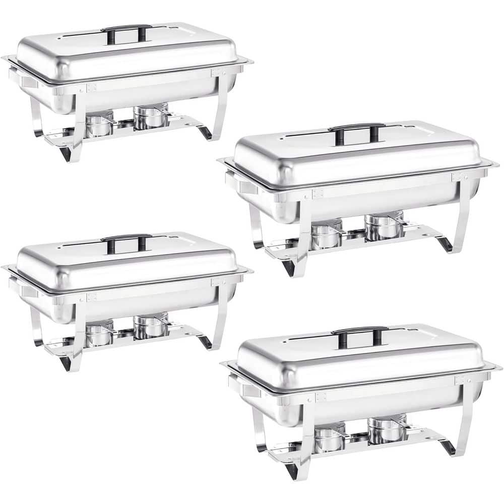 Chafing Dish Buffet Set 8 qt. Silver Stainless Steel Buffet Server with Stackable Foldable Design for Events Banquets