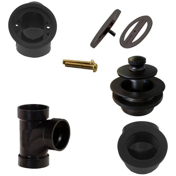 Unbranded Illusionary Overflow, Sch. 40 ABS Plumbers Pack with Lift and Turn Bath Drain in Oil Rubbed Bronze