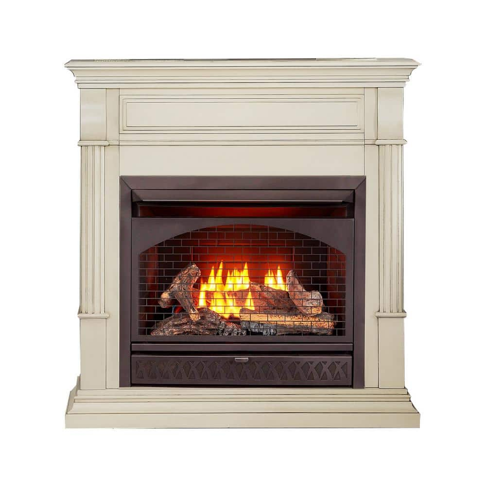 ProCom Heating 26 000 BTU Dual Fuel Vent Free Gas Fireplace System Antique  in White FBNSD28T-2AW - The Home Depot