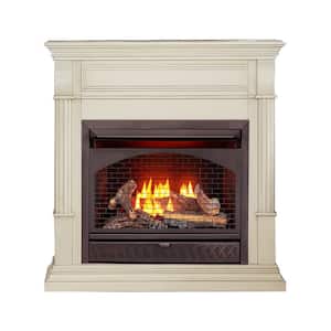 26 000 BTU Dual Fuel Vent Free Gas Fireplace System Antique in White
