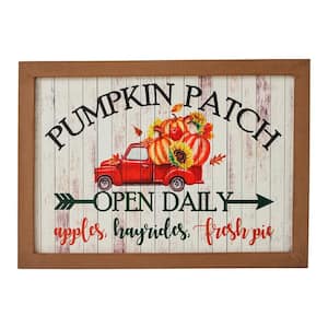 10 in. Shiplap Pumpkin Patch Fall Red Truck Harvest Wall Sign