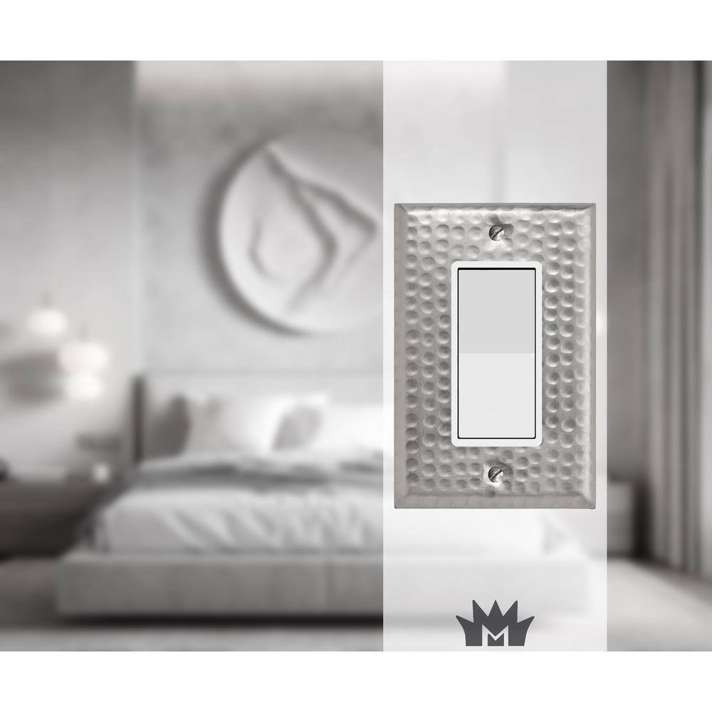 Brushed Nickel Hand Hammered 1-Gang Metal Wall Plate