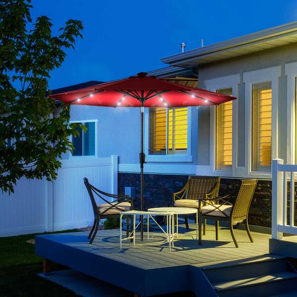 east oak patio umbrella 11 ft Double Roof Round Offset Cantilever Patio Umbrella, Red