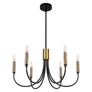 6-Light Black and Gold Modern Candlestick Chandelier for Living Room with no Bulbs Included